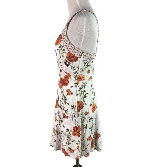 KIMCHI BLUE Womens Size 0 White Floral Cross Strap Mini Dress - Picture 4 of 9